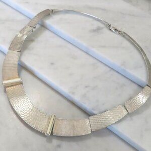 Artisan handcrafted sterling silver collar necklace